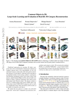Common Objects in 3D: Large-Scale Learning and Evaluation of Real-life
  3D Category Reconstruction
