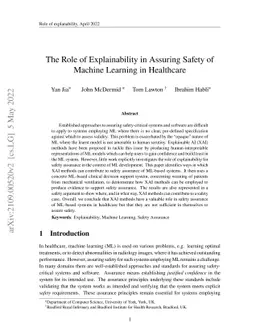 The Role of Explainability in Assuring Safety of Machine Learning in
  Healthcare