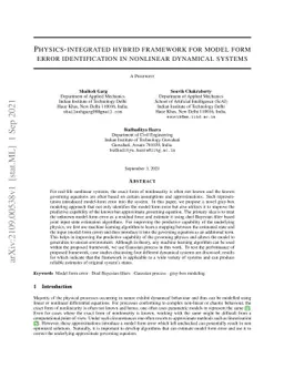 Physics-integrated hybrid framework for model form error identification
  in nonlinear dynamical systems