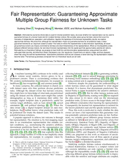 Fair Representation: Guaranteeing Approximate Multiple Group Fairness
  for Unknown Tasks