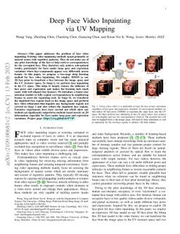 Deep Face Video Inpainting via UV Mapping