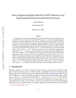 Some Inapproximability Results of MAP Inference and Exponentiated
  Determinantal Point Processes