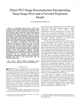Direct PET Image Reconstruction Incorporating Deep Image Prior and a
  Forward Projection Model