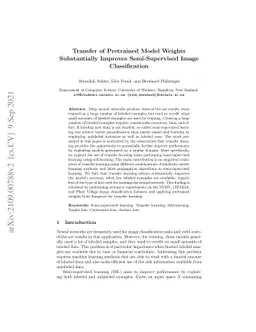 Transfer of Pretrained Model Weights Substantially Improves
  Semi-Supervised Image Classification