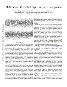 Multi-Modal Zero-Shot Sign Language Recognition