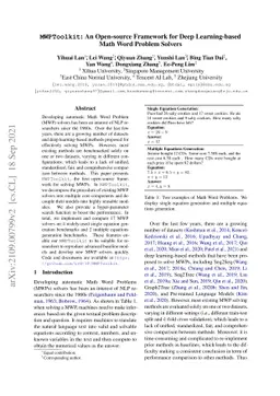 MWPToolkit: An Open-Source Framework for Deep Learning-Based Math Word
  Problem Solvers