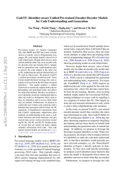 CodeT5: Identifier-aware Unified Pre-trained Encoder-Decoder Models for
  Code Understanding and Generation