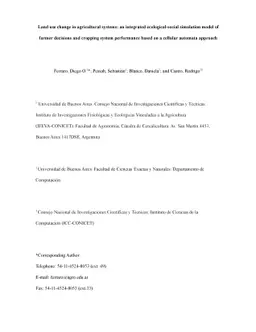 Land use change in agricultural systems: an integrated ecological-social
  simulation model of farmer decisions and cropping system performance based on
  a cellular automata approach
