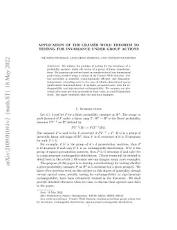 Application of the Cramér-Wold theorem to testing for invariance under
  group actions