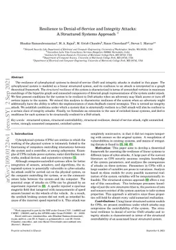 Resilience to Denial-of-Service and Integrity Attacks: A Structured
  Systems Approach