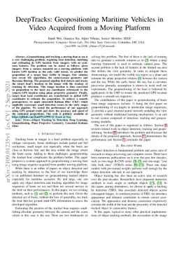 DeepTracks: Geopositioning Maritime Vehicles in Video Acquired from a
  Moving Platform