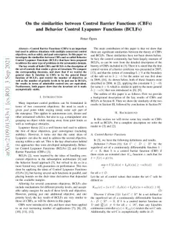On the similarities between Control Barrier Functions (CBFs) and
  Behavior Control Lyapunov Functions (BCLFs)