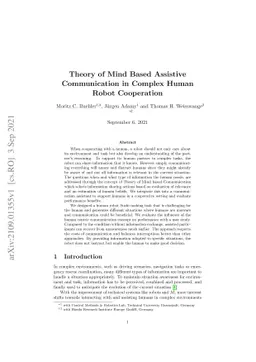 Theory of Mind Based Assistive Communication in Complex Human Robot
  Cooperation