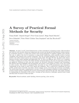 A Survey of Practical Formal Methods for Security