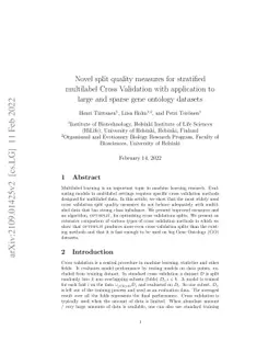 Novel split quality measures for stratified multilabel Cross Validation
  with application to large and sparse gene ontology datasets