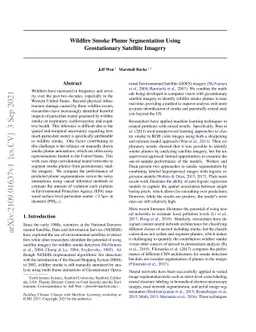 Wildfire smoke plume segmentation using geostationary satellite imagery