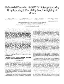 Multimodal Detection of COVID-19 Symptoms using Deep Learning &
  Probability-based Weighting of Modes