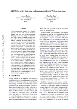 ALLWAS: Active Learning on Language models in WASserstein space