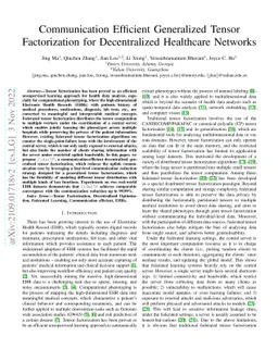 Communication Efficient Generalized Tensor Factorization for
  Decentralized Healthcare Networks