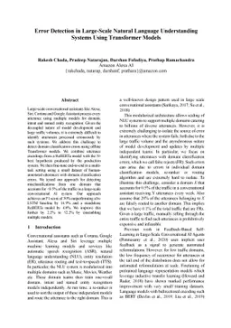Error Detection in Large-Scale Natural Language Understanding Systems
  Using Transformer Models