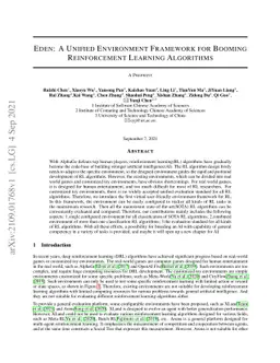 Eden: A Unified Environment Framework for Booming Reinforcement Learning
  Algorithms