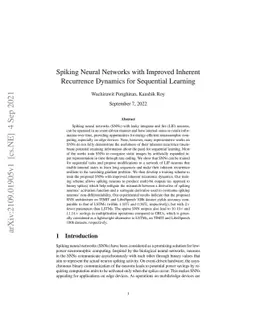 Spiking Neural Networks with Improved Inherent Recurrence Dynamics for
  Sequential Learning