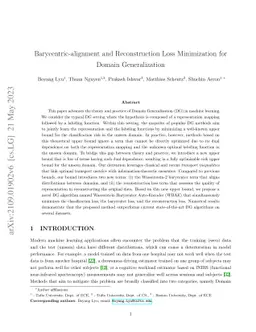 Barycentric-alignment and reconstruction loss minimization for domain
  generalization