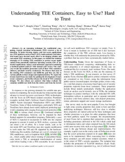 Understanding TEE Containers, Easy to Use? Hard to Trust