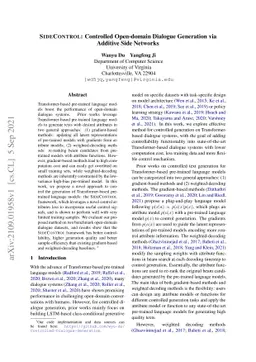 SideControl: Controlled Open-domain Dialogue Generation via Additive
  Side Networks
