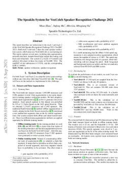 The SpeakIn System for VoxCeleb Speaker Recognition Challange 2021
