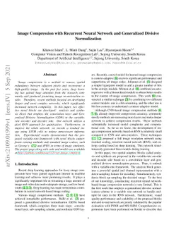 Image Compression with Recurrent Neural Network and Generalized Divisive
  Normalization