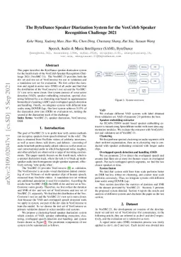 The ByteDance Speaker Diarization System for the VoxCeleb Speaker
  Recognition Challenge 2021