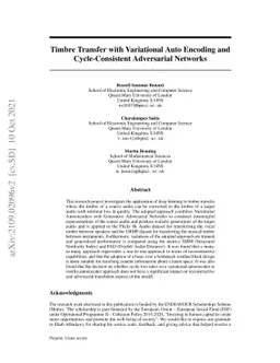 Timbre Transfer with Variational Auto Encoding and Cycle-Consistent
  Adversarial Networks