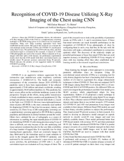 Recognition of COVID-19 Disease Utilizing X-Ray Imaging of the Chest
  Using CNN