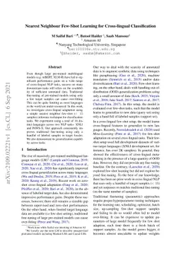 Nearest Neighbour Few-Shot Learning for Cross-lingual Classification