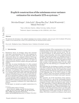 Explicit construction of the minimum error variance estimator for
  stochastic LTI state-space systems