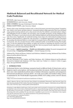 Multitask Balanced and Recalibrated Network for Medical Code Prediction