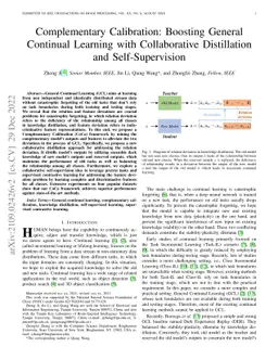 Complementary Calibration: Boosting General Continual Learning with
  Collaborative Distillation and Self-Supervision
