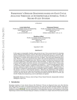 Parkinson's Disease Diagnosis based on Gait Cycle Analysis Through an
  Interpretable Interval Type-2 Neuro-Fuzzy System