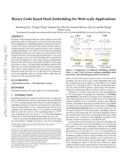 Binary Code based Hash Embedding for Web-scale Applications