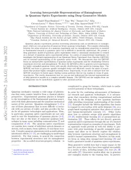 Learning Interpretable Representations of Entanglement in Quantum Optics
  Experiments using Deep Generative Models