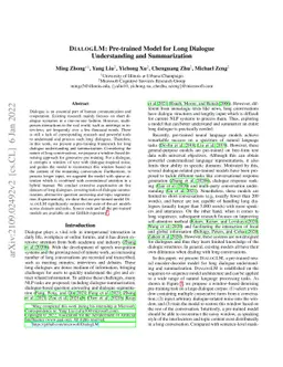 DialogLM: Pre-trained Model for Long Dialogue Understanding and
  Summarization
