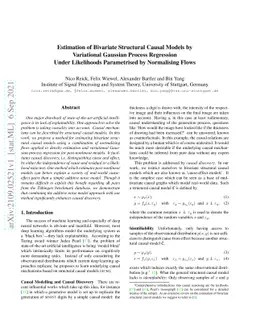 Estimation of Bivariate Structural Causal Models by Variational Gaussian
  Process Regression Under Likelihoods Parametrised by Normalising Flows