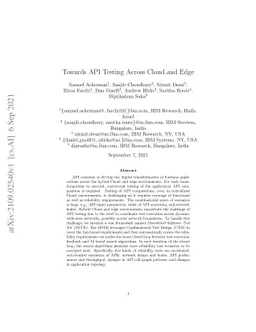 Towards API Testing Across Cloud and Edge
