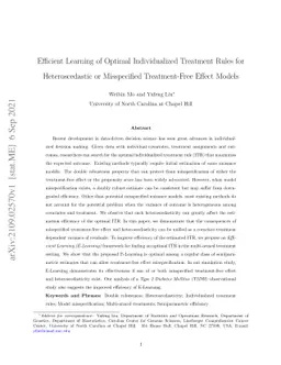 Efficient Learning of Optimal Individualized Treatment Rules for
  Heteroscedastic or Misspecified Treatment-Free Effect Models