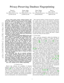 Privacy-Preserving Database Fingerprinting