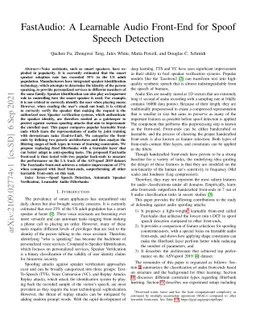 FastAudio: A Learnable Audio Front-End for Spoof Speech Detection