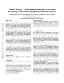 Mixed Attention Transformer for Leveraging Word-Level Knowledge to
  Neural Cross-Lingual Information Retrieval