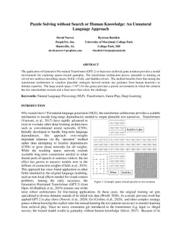 Puzzle Solving without Search or Human Knowledge: An Unnatural Language
  Approach