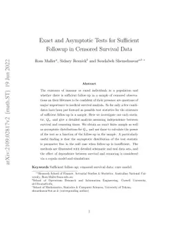 Exact and Asymptotic Tests for Sufficient Followup in Censored Survival
  Data